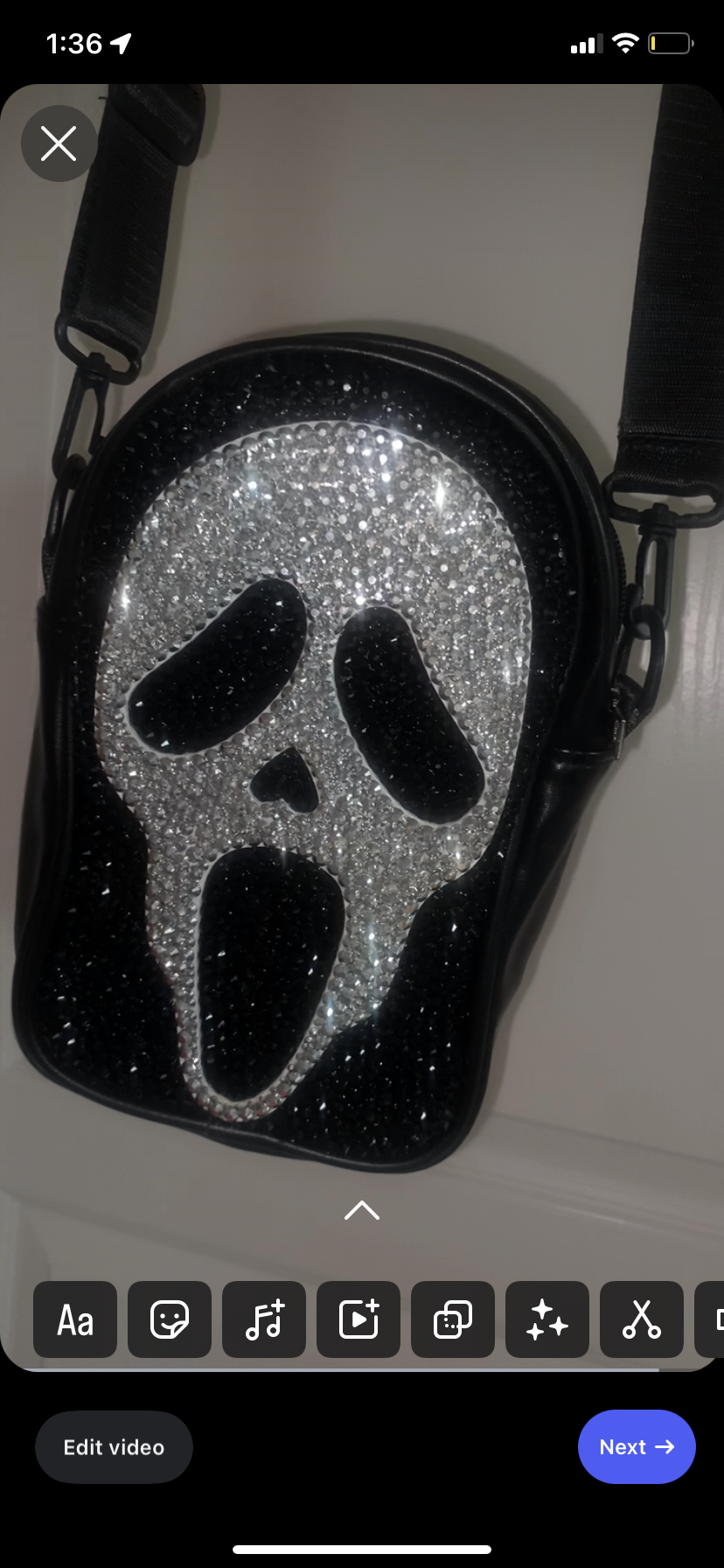 RTS Ghostface Halloween Bedazzled Crossbody Purse