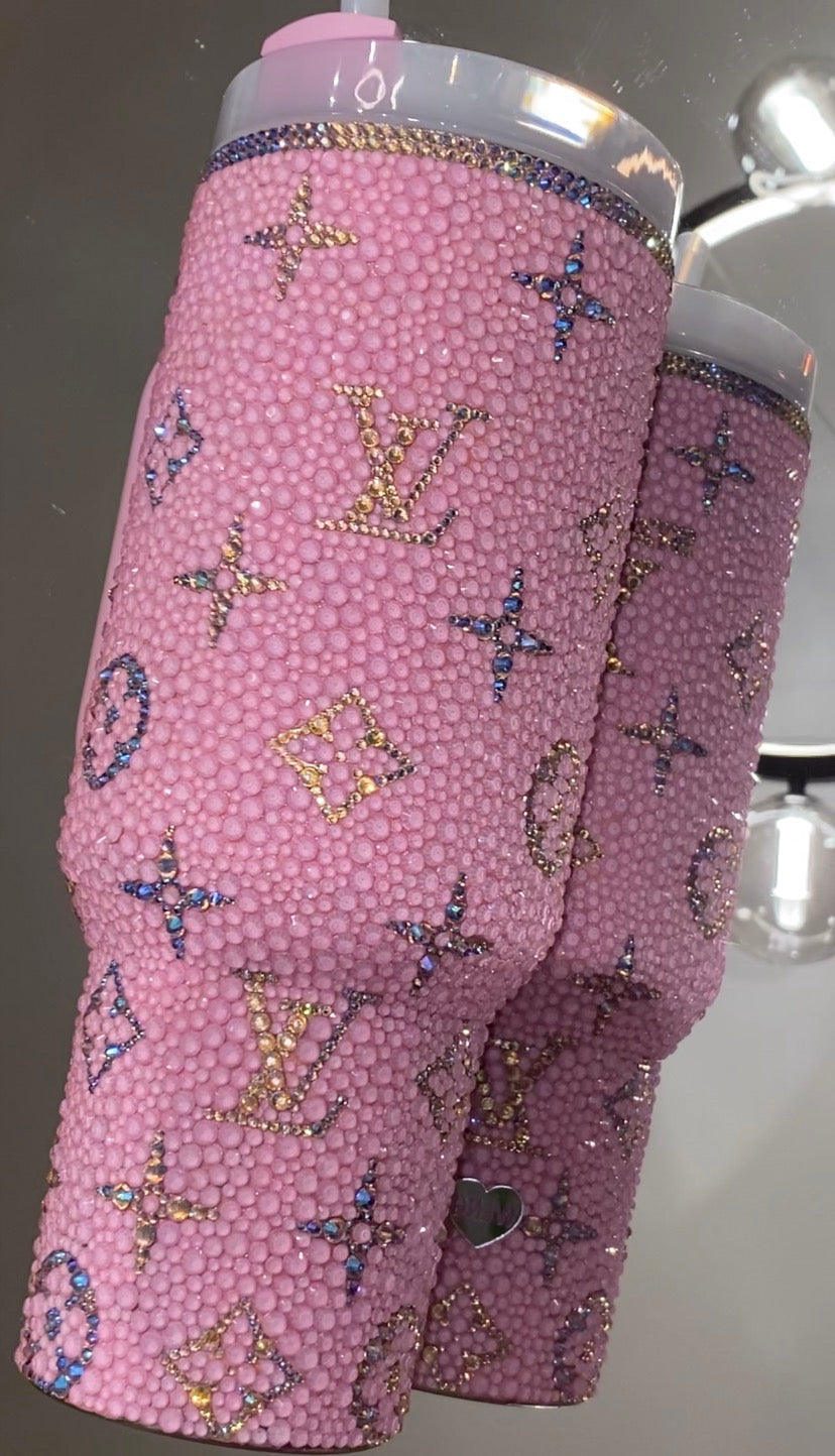 RTS (Ready to Ship) Pink LV Rhinestone Stanley Tumbler 40 fl. OZ