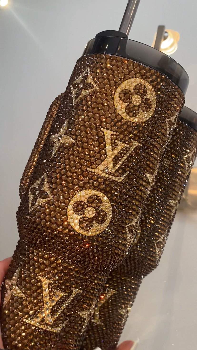 Brown & Gold LV Stanley Rhinestone Tumbler