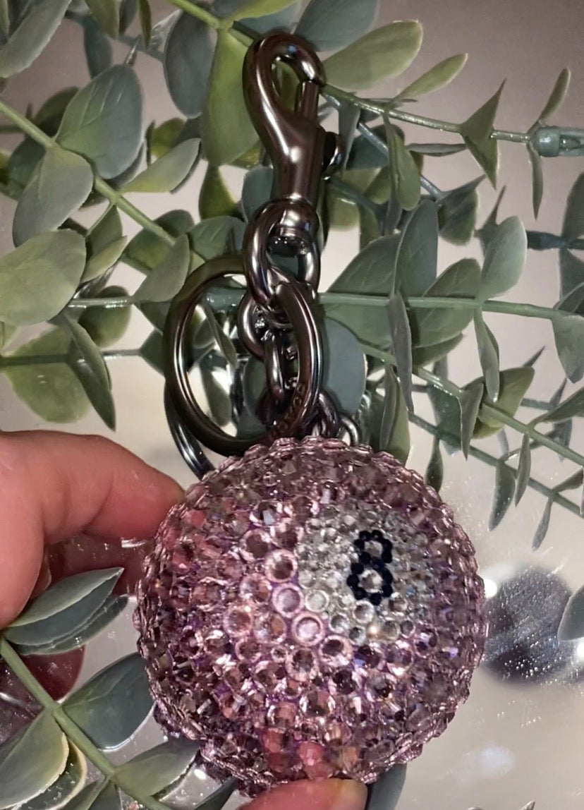 RTS Pink Rhinestone Coach 8 Ball Purse Keychain/Charm