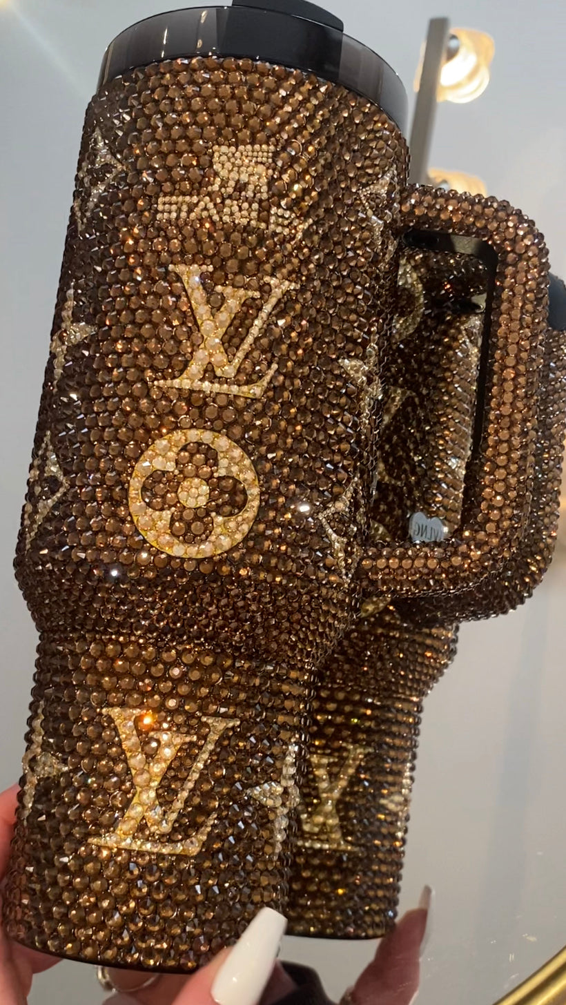 Brown & Gold LV Stanley Rhinestone Tumbler