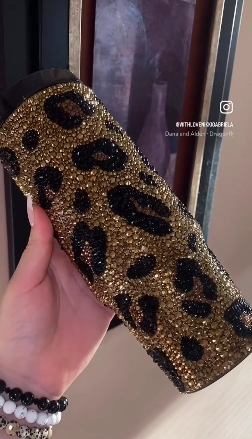 Gold Leopard Stanley tumbler