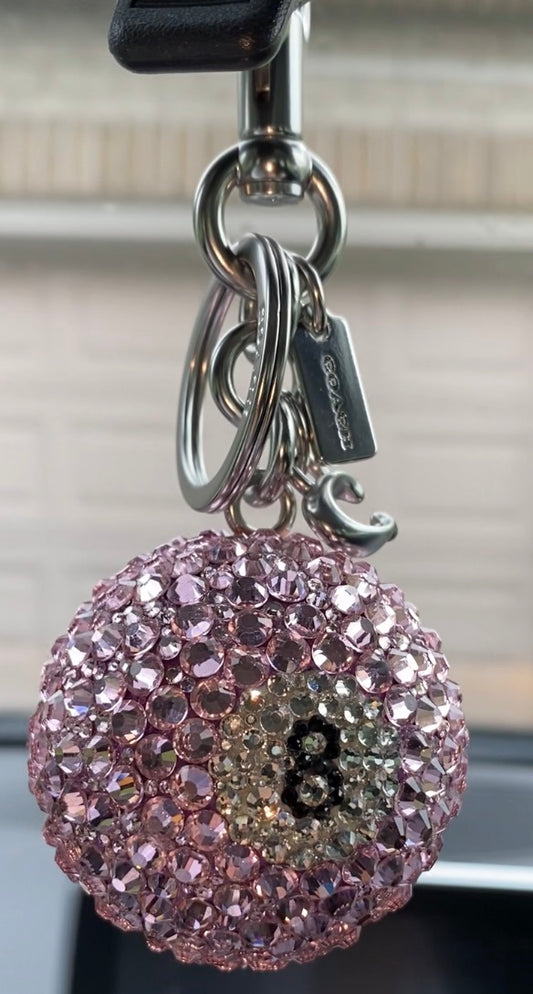 RTS Pink Rhinestone Coach 8 Ball Purse Keychain/Charm