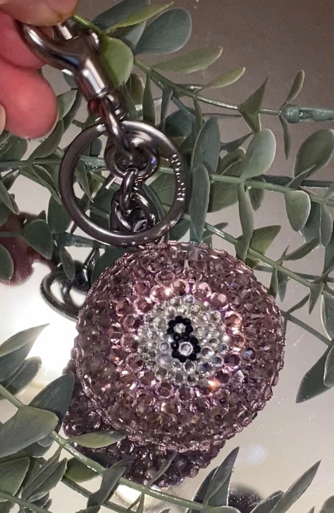 RTS Pink Rhinestone Coach 8 Ball Purse Keychain/Charm