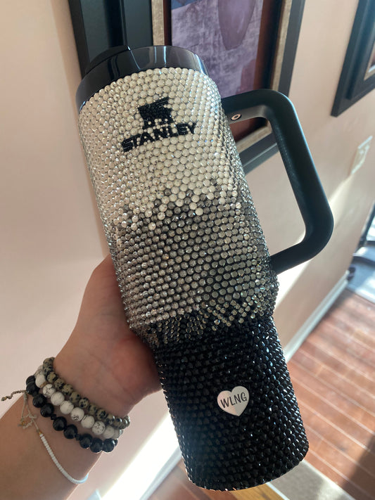 RTS Silver Ombre Rhinestone Stanley Tumbler 40 fl. OZ