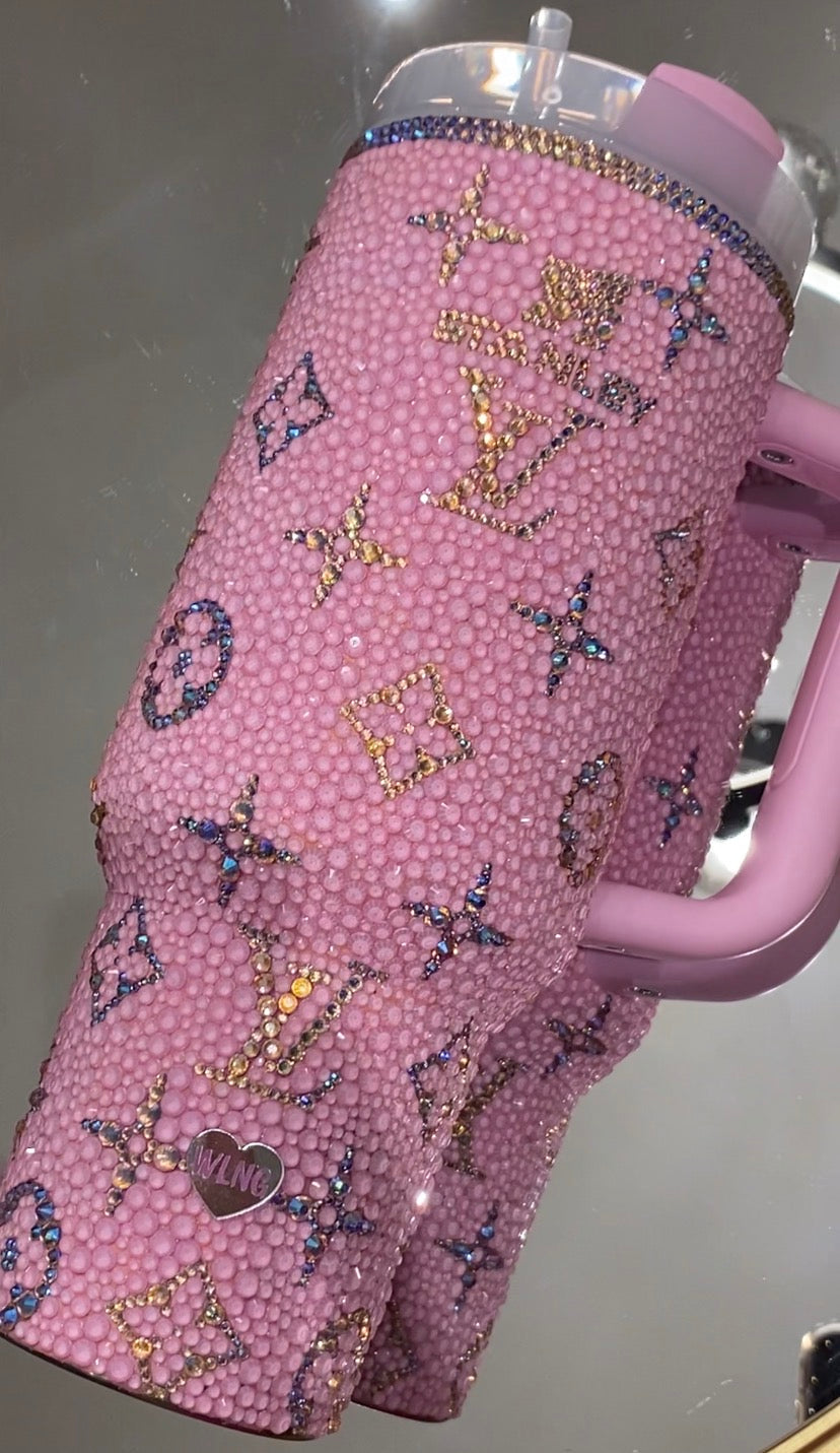 RTS (Ready to Ship) Pink LV Rhinestone Stanley Tumbler 40 fl. OZ