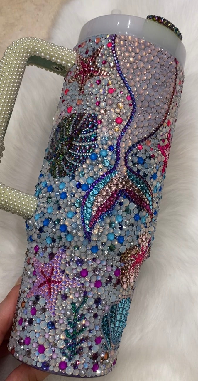 RTS (Ready to Ship) Tropical Mermaid Rhinestone Stanley Tumbler 30 fl. OZ