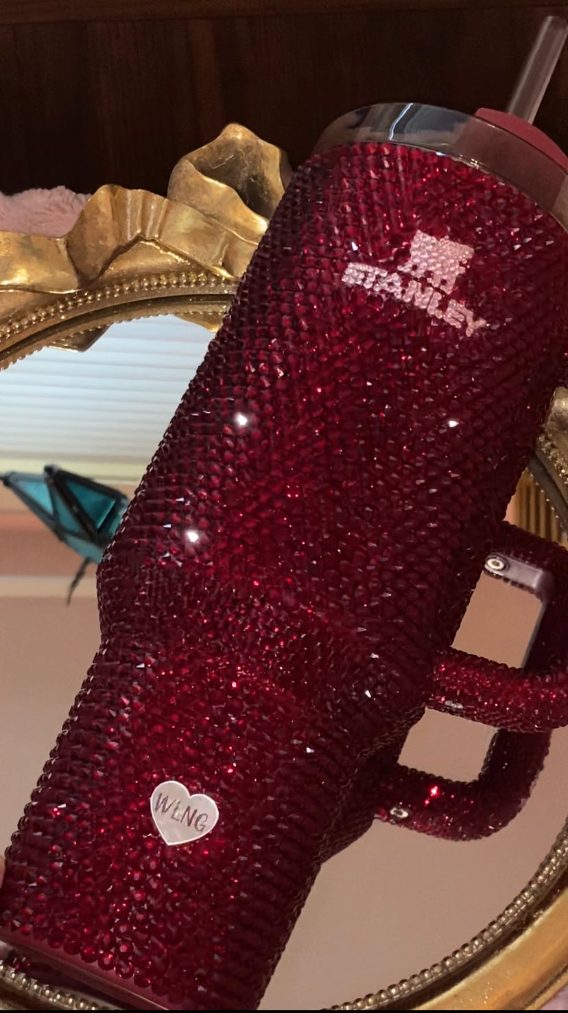 RTS Coquette Dr. Pepper Rhinestone Stanley Tumbler 40 Fl. Oz