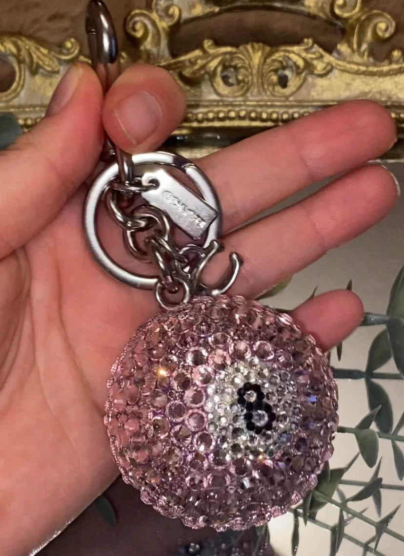 RTS Pink Rhinestone Coach 8 Ball Purse Keychain/Charm