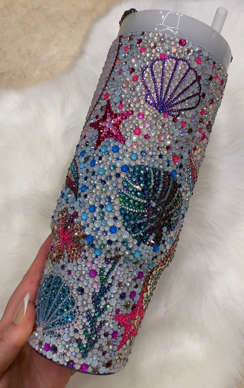 RTS (Ready to Ship) Tropical Mermaid Rhinestone Stanley Tumbler 30 fl. OZ