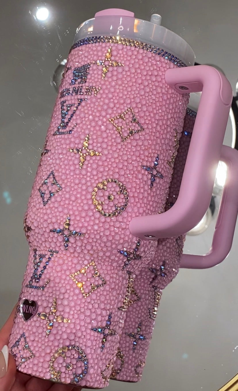 RTS (Ready to Ship) Pink LV Rhinestone Stanley Tumbler 40 fl. OZ