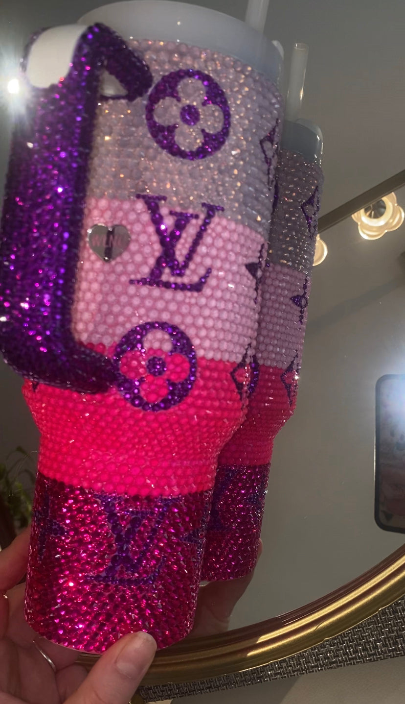 RTS Pink & Purple Rhinestone Stanley Tumbler 40 fl. Oz