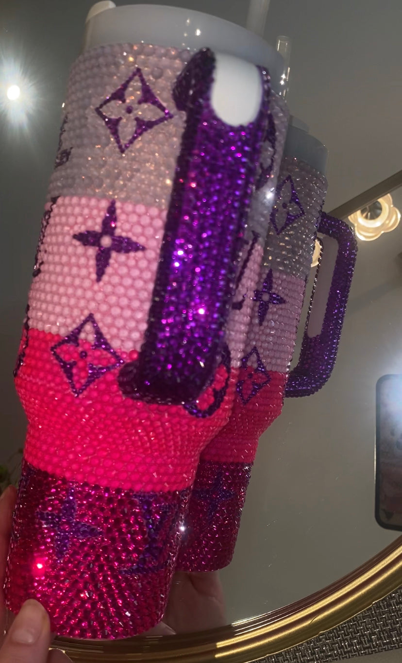 RTS Pink & Purple Rhinestone Stanley Tumbler 40 fl. Oz