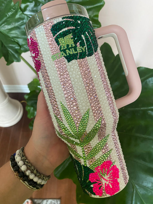 RTS Tropical Cabana 40 fl. oz Stanley Tumbler Bedazzled