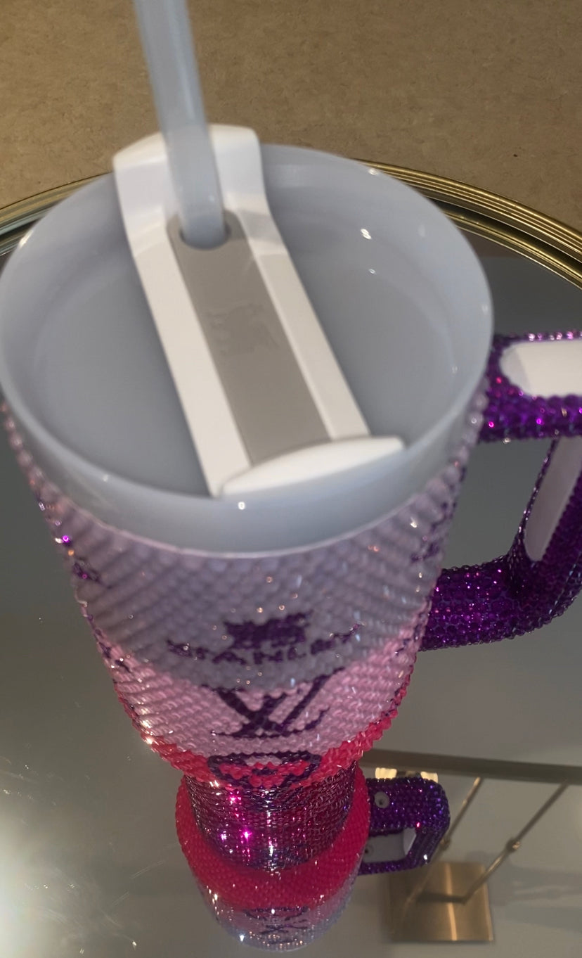 RTS Pink & Purple Rhinestone Stanley Tumbler 40 fl. Oz