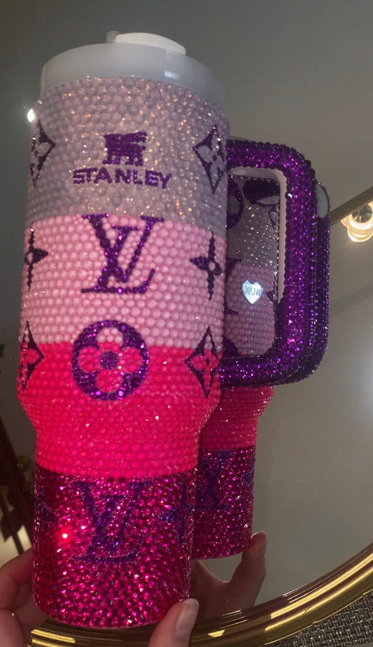 RTS Pink & Purple Rhinestone Stanley Tumbler 40 fl. Oz