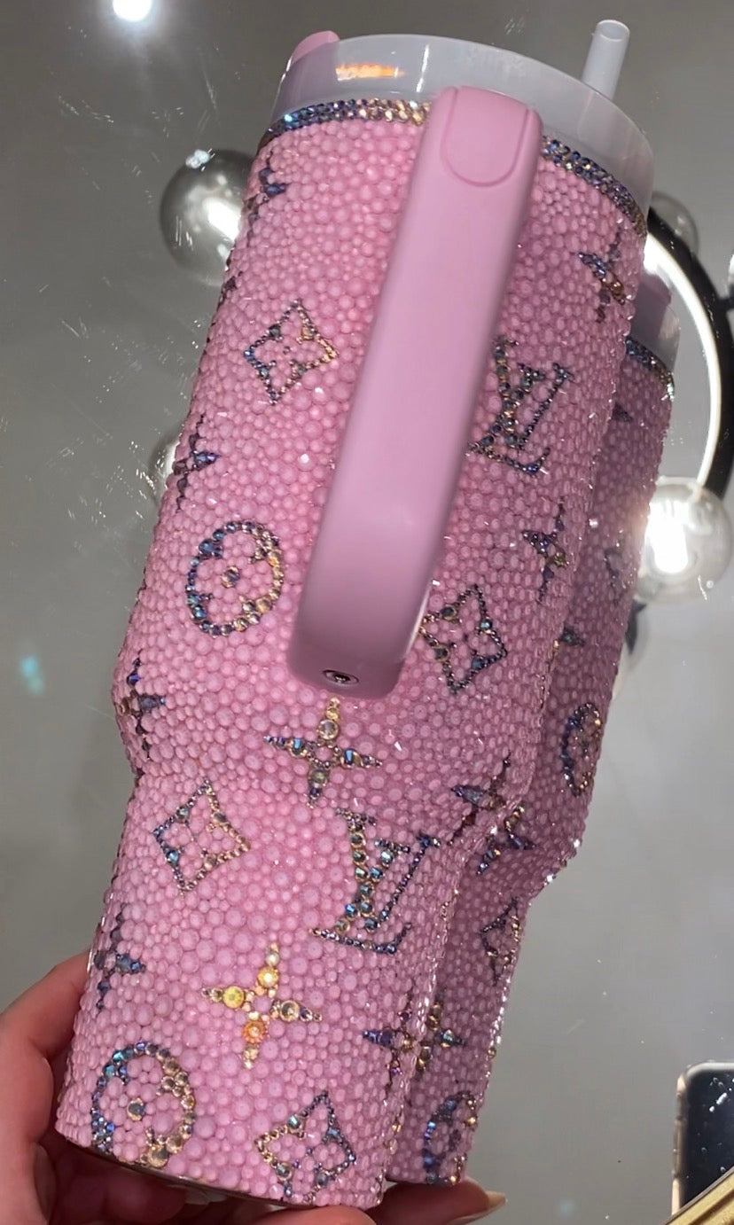 RTS (Ready to Ship) Pink LV Rhinestone Stanley Tumbler 40 fl. OZ