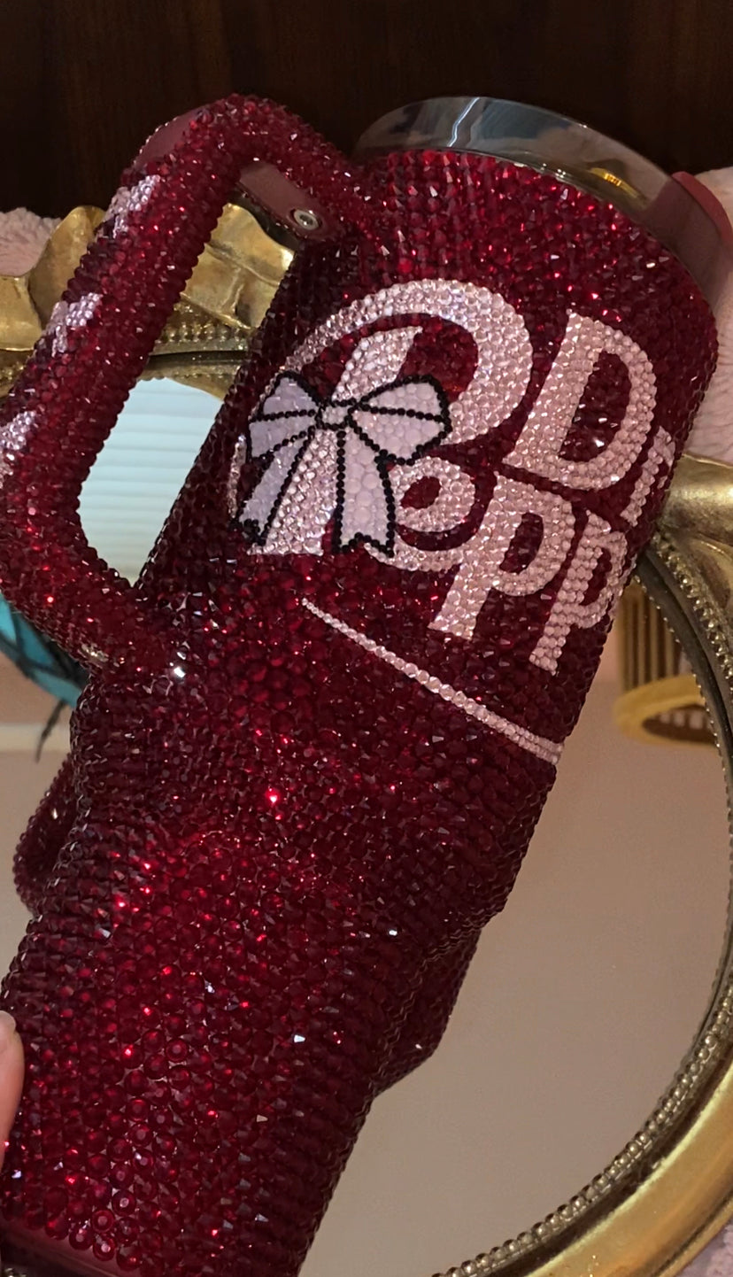 RTS Coquette Dr. Pepper Rhinestone Stanley Tumbler 40 Fl. Oz