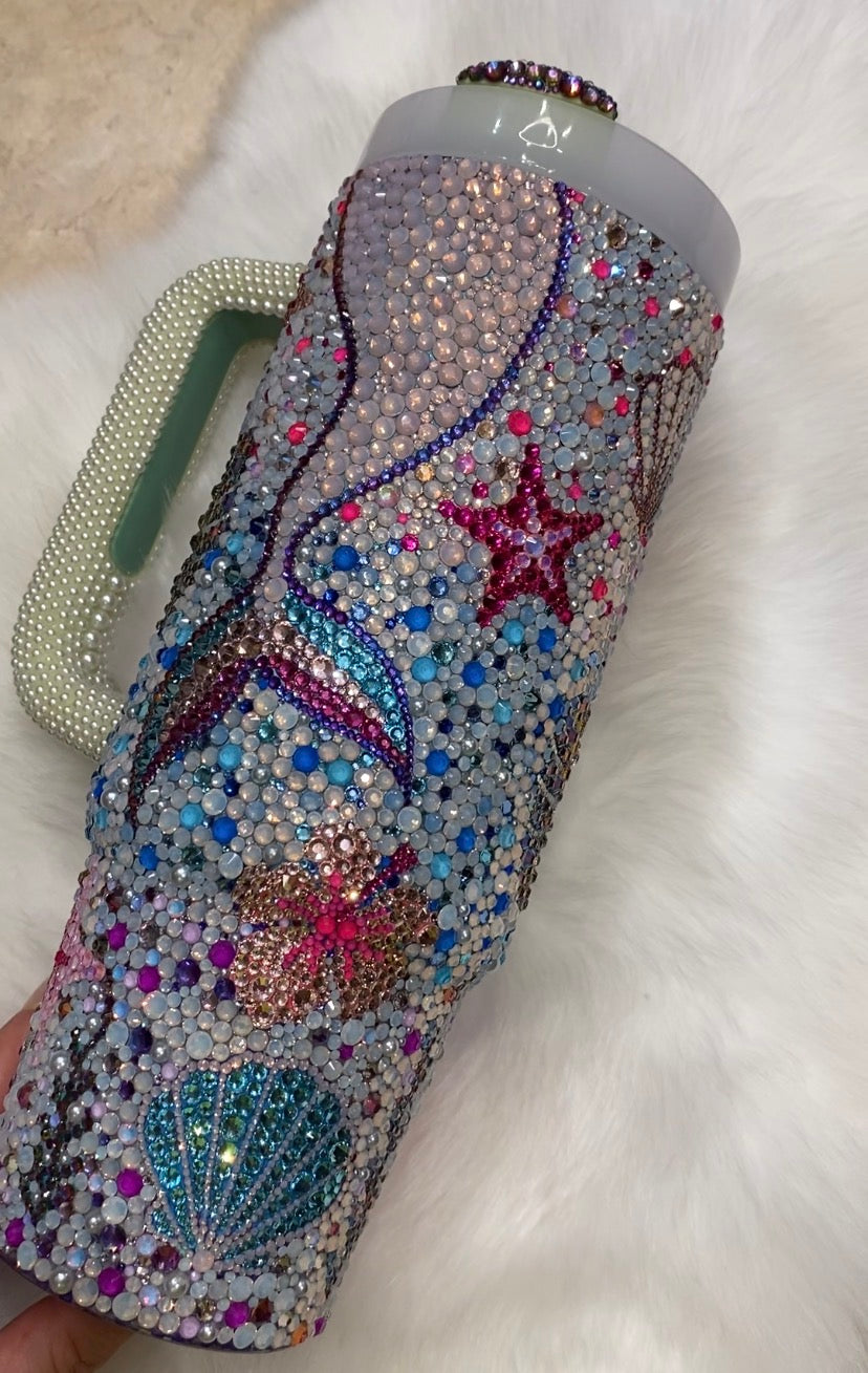 RTS (Ready to Ship) Tropical Mermaid Rhinestone Stanley Tumbler 30 fl. OZ