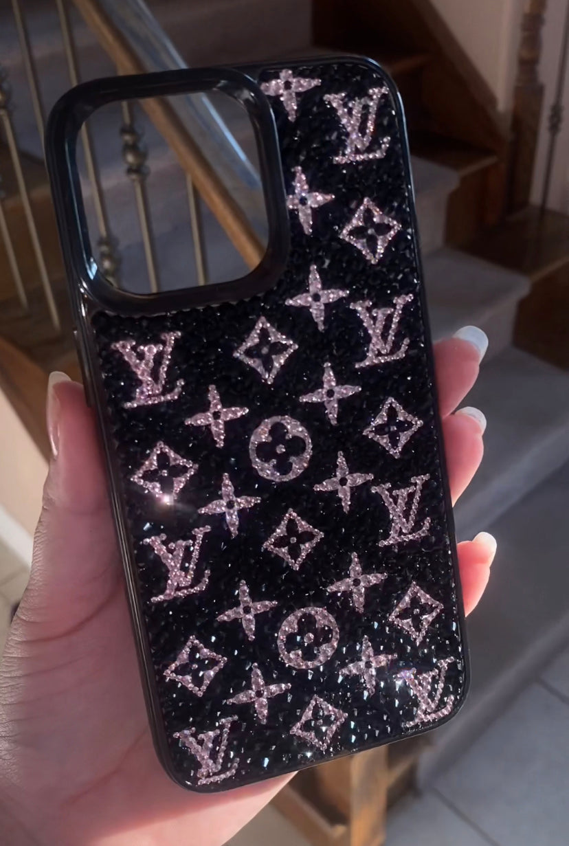 RTS Black and Pink LV phone case. iPhone 15 pro max